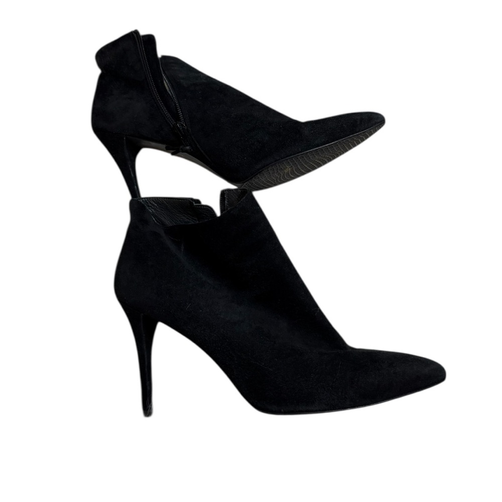 Stuart Weitzman Fur Black Heeled Boots - Picture 1 of 8